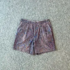 80s　90s　デザインショートパンツ　DUNLOP　ペイズリー　総柄　ジャパンヴィンテージ　フラップポケット　片玉縁ポケット　パープルのサムネイル