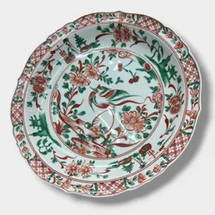【未使用品】箱付 たち吉 赤絵鳥花 大皿 飾り皿 盛皿 和食器 有田焼風 赤絵 花鳥柄 約32cmのサムネイル