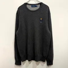 POLO RALPH LAUREN ポロベア 刺繍 ワンポイント ニットセーター プルオーバー グレー M【送料込み】のサムネイル