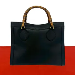 極 美品 希少品 GUCCI グッチ オールドグッチ バンブー ハンドル レザー 本革 ハンドバッグ トートバッグ ブラック 黒 36816のサムネイル