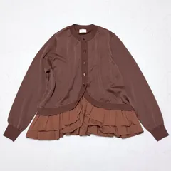 【25年モデル 美品】SONO エアフローコットン ラウンドフリルカーディガン F ブラウン　ソーノ 裾フリル 異素材切替 長袖 手洗い可 ペプラムのサムネイル