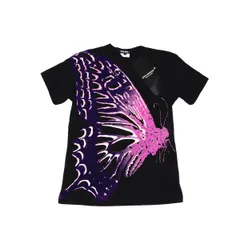 ジュンヤワタナベ コムデギャルソンJUNYA WATANABE COMME des GARCONS 蝶フロッキープリントTシャツ 黒Sのサムネイル