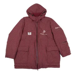 パパスPAPAS&SONS ナイロンチェックフード着脱ダウンジャケット 赤他50Lのサムネイル