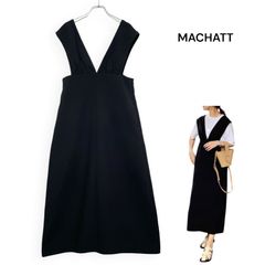 machatt リネンドレスワンピース 赤 F ロング Aライン くるみボタン