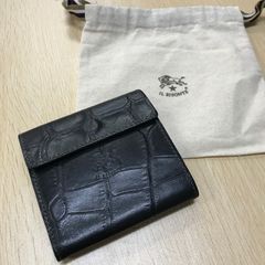 新品同様】イルビゾンテ 三つ折り財布 クロコ型押し ブラック 黒