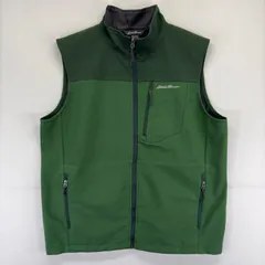 古着 エディー・バウアー Eddie Bauer ベスト フルジップ ワンポイント刺繍ロゴ ソフトシェル L  グリーン メンズのサムネイル
