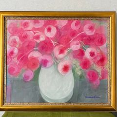 油絵 菅家令子 絵 絵画 インテリア uF6-112502 花 ばら - メルカリ