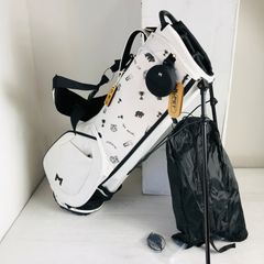 Unused MNML GOLF x Swannies collaboration 8.5-inch stand golf bag in white with solar charger and Bluetooth speaker. Limited edition model. Perfect for beginners.