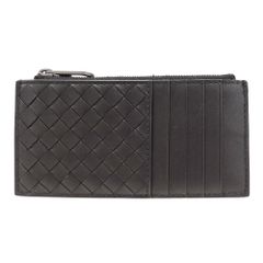 ボッテガ・ヴェネタ BOTTEGAVENETA 財布 レディース メンズ ブランド イントレチャート コインケース レザー ブラック 小銭入れ カード入れ 編み込み おしゃれ 無地 シンプル 【中古】