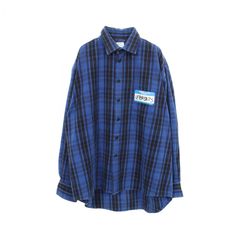 ヴェトモン VETEMENTS フランネル チェック柄 プリント 長袖 コットン シャツ メンズ Used B