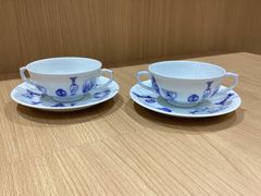 RR266364339 深川製磁 ブルーチャイナ ペアスープカップ&ソーサーのサムネイル