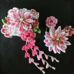 つまみ細工の髪飾りセット/ピンク系/七五三/結婚式/成人式のサムネイル