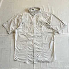 極希少 〜00s archive アーカイブ古着 PELLE PELLE PREMIUM ペレペレ・プレミアム 両面ロゴ刺繍 ウエスタン調 半袖ワークシャツ 刻印入りボタン ロールアップ可能袖 内側ベロアライン 一点物 XL ストリート B-BOY Y2Kのサムネイル