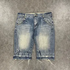 R.NEWBOLD Denim Shorts アールニューボールド デニムショーツ ハーフパンツ ショートパンツ フリンジ ダメージ/USED加工 メンズ XL 大きいサイズのサムネイル