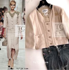 138万 シャネル ジャケット CHANEL ホワイト ブラック ゴールド