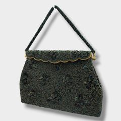 ヴィンテージ 総ビーズバッグ がま口 花柄 ボタニカル レトロ - メルカリ