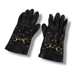 GUCCI グッチ　レザー　手袋　7ハーフ　グローブ　ブラック　黒　スタッズ　ホースビットのサムネイル