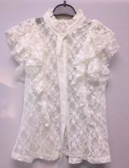 TODAYFUL シアー カットワークレース ブラウス チュニック グレージュ