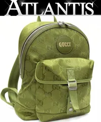 美品 グッチ GUCCI オフザグリット リュックサック バックパック ナイロン グリーン系 【75687】のサムネイル