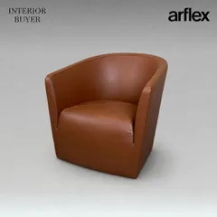 arflex アルフレックス PANETUN パネトゥーン ラウンジ チェア 1人掛け ソファ レザー ブラウン 回転式 セルジオ・ブリオスキ 定価68万のサムネイル