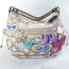中古】コーチ 2WAYバック ポピー オプアート キャンバス×レザー C1069 