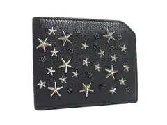 JIMMY CHOO ジミーチュウ 二つ折り 財布 アルバニー カーナビー ブラック系×シルバー系 レザー メンズ スタースタッズ シルバー金具 美品のサムネイル