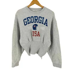 ザラ ZARA クロップド丈 カレッジプリント クルーネックスウェット  レディース import：M のサムネイル