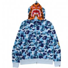 BAPE シャークパーカー ブルー ダブルフード - メルカリ