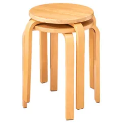 ☆新品☆タンスのゲン スツール スタッキング 【２脚セット】 【完成品】コンパクト 丸椅子 木製 北欧 シンプル 54900002(82153)のサムネイル