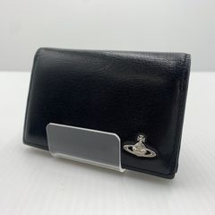 ヴィヴィアン 折り財布 オーブ ロゴプレート エンボスレザー ブラック