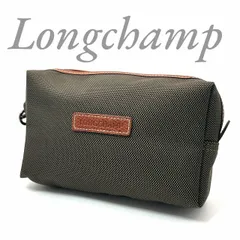 【B5824】 Longchamp ロンシャン ポーチ コットン レザー ユニセックス ファスナー ロゴ型押し ステッチ ガジェット トラベルのサムネイル