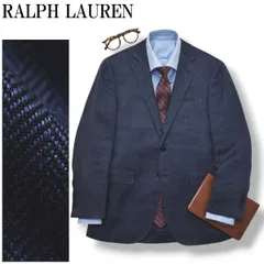 【美品】 【上質】 イタリア製 ラルフローレン RALPH LAUREN リネン ヘリンボーン柄 シングル 2B テーラードジャケット ブレザー 春夏 カジュアル トラッド ビジカジ 34S ネイビー メンズのサムネイル