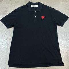 PLAY COMME des GARCONS ポロシャツ ブラック赤ハートL - メルカリ