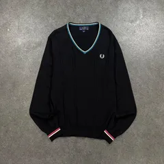 イタリア製 FRED PERRY L/S Wool Knit フレッドペリー ヒットユニオン 長袖 薄手 ケーブルニット セーター チルデン ロゴ刺繍 ウール メンズのサムネイル