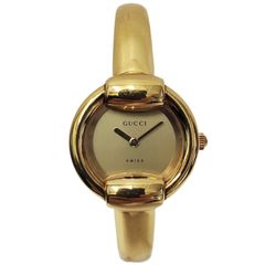 稼動】 GUCCI 腕時計 1400L バングルウォッチ ゴールド 白文字盤 