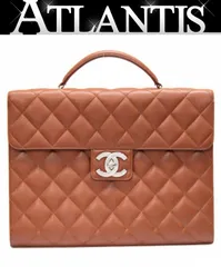 シャネル CHANEL マトラッセ ビジネスバッグ ブリーフケース キャビアスキン ブラウン SV金具 ５番台 【75570】のサムネイル