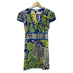 ETRO(エトロ) チュニック サイズ42 M レディース美品  - ブルー×イエロー×マルチ Vネック/半袖/シルク/総柄のサムネイル