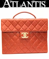 レア！シャネル CHANEL マトラッセ ビジネスバッグ ブリーフケース ラム ライトブラウン G金具 4番台 【75577】のサムネイル