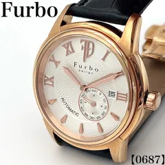 稼働品 Working item フルボデザイン Furbo design 腕時計 メンズ Men's 自動巻き Automatic F9012 スモールセコンド 裏スケ ローズゴールド ホワイト文字盤 0687のサムネイル