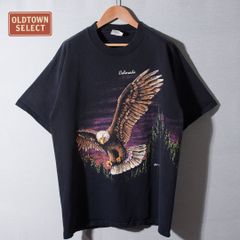 90s USA製 ヴィンテージ イーグル Tシャツ L ブラック アニマル Vintage 両面プリント HAZELWOOD ヘーゼルウッド 古着 b6009