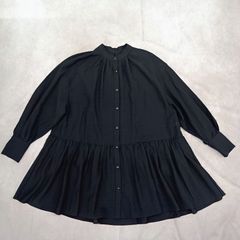 2023✨ADORE マナードウールブラウス　チュニック ギャザー フレア 黒 ADORE アドーア ウールボイル ブラウス ロング チュニック サイズ38