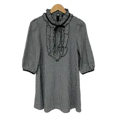 M'S GRACY(エムズグレイシー) チュニック サイズ40 M レディース美品  - 黒×グレー×白 クルーネック/七分袖/チェック柄/フリル/リボンのサムネイル