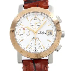 内部点検済 GIRARD PERREGAUX ジラールペルゴ クロノグラフ 7500 デイト 30m防水 白 ホワイト SS ステンレス 純正尾錠 メンズ 自動巻き【6ヶ月保証】【腕時計】【中古】のサムネイル