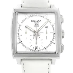 内部点検済 TAG Heuer タグホイヤー モナコ オートマチック クロノグラフ CW2117 30m防水 デイト 白 ホワイト SS ステンレス 純正尾錠 純正ベルト メンズ 自動巻き【6ヶ月保証】【腕時計】【中古】のサムネイル