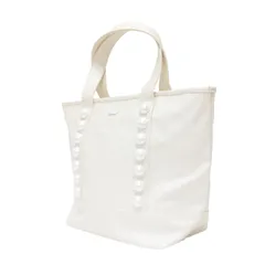 【新品】MUVEIL ミュベール バッグ ホワイト 白 パールトートバッグ ショルダー ダブルハンドル ブランドロゴ 光沢 コットン 日本製 ブランド カバン【レディース】のサムネイル
