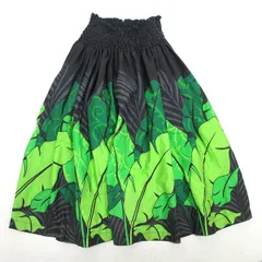 d■フラダンス用■Torch Ginger 総柄  ハワイアン パウスカート■黒/緑/139U【中古】のサムネイル