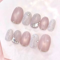 No.129オーダー♡ワンホン韓国フレンチガーリー量産型スナ系ネイル