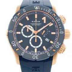 電池交換済 EDOX エドックス クロノオフショア1 10221 クロノグラフ デイト 500m防水 青 ブルー PGP ピンクゴールド CE セラミック 純正ベルト 純正尾錠 メンズ クォーツ【6ヶ月保証】【腕時計】【中古】のサムネイル