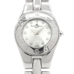 電池交換済 BAUME＆MERCIER ボーム&メルシェ リネア 65305 ダイヤモンド 12Pダイヤ 白 ホワイトシェル SS ステンレス レディース クォーツ【6ヶ月保証】【腕時計】【中古】のサムネイル
