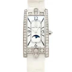 電池交換済 HARRY WINSTON ハリーウィンストン アヴェニューC ミニ ムーンフェイズ 純正ダイヤベゼル AVCQMP16WW001 ダイヤモンド リューズダイヤ 白 ホワイトシェル K18WG ホワイトゴールド レディース クォーツのサムネイル